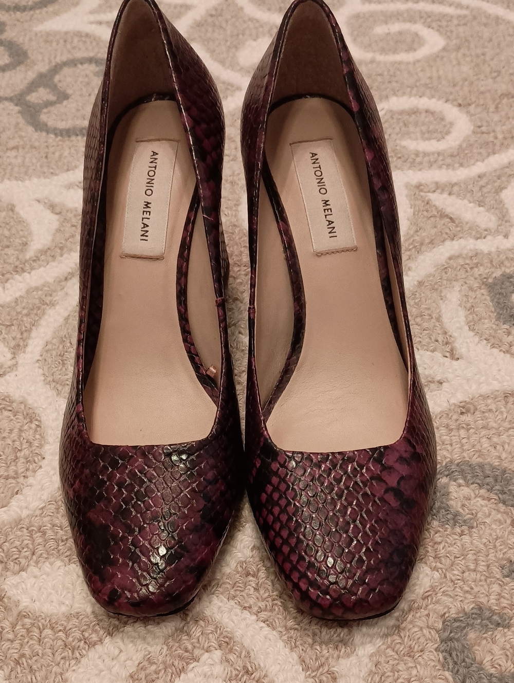 ANTONIO MELANI Orlin Purple Snake-Embossed Pumps